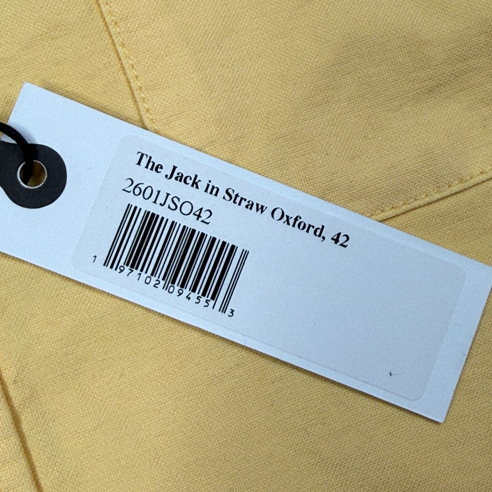 Taylor Stitch Men 42 Large The Jack Shirt Straw Yellow Organic Cotton Oxford NWT - Picture 4 of 7